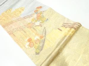 橋に菊模様織出し袋帯